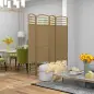 Biombo Separador de Ambientes de 4 Paneles Plegable de Cuerda de Papel 160x170cm Decoración para Dormitorio Natural
