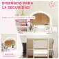 Tocador de Maquillaje Niña Tocador Infantil con Taburete y Espejo con Luces LED 1 Cajón Armario y 5 Estantes Blanco