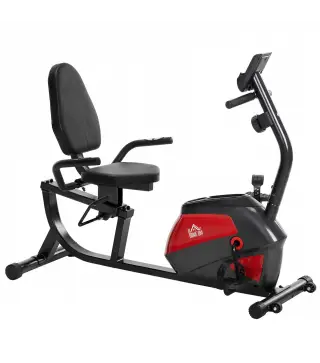 Bicicleta Estática con Respaldo de 8 Niveles de Resistencia Volante Asiento Ajustable Pantalla LCD y Soporte