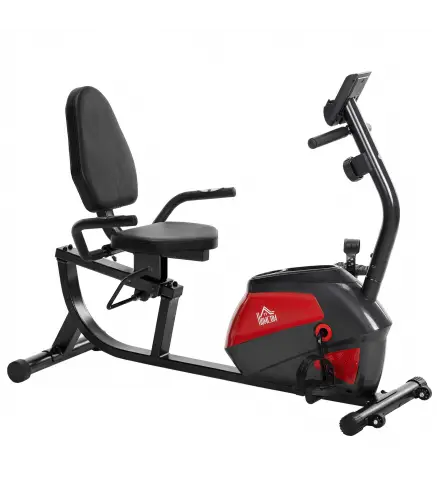 Bicicleta Estática con Respaldo de 8 Niveles de Resistencia Volante Asiento Ajustable Pantalla LCD y Soporte