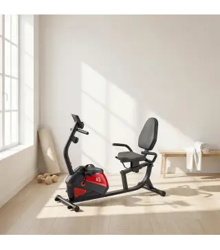 Bicicleta Estática con Respaldo de 8 Niveles de Resistencia Volante Asiento Ajustable Pantalla LCD y Soporte