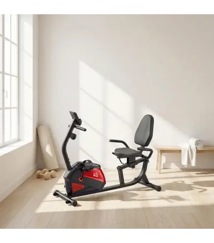 Bicicleta Estática con Respaldo de 8 Niveles de Resistencia Volante Asiento Ajustable Pantalla LCD y Soporte