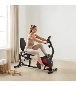 Bicicleta Estática con Respaldo de 8 Niveles de Resistencia Volante Asiento Ajustable Pantalla LCD y Soporte