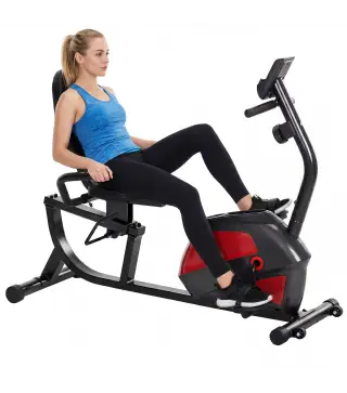 Bicicleta Estática con Respaldo de 8 Niveles de Resistencia Volante Asiento Ajustable Pantalla LCD y Soporte