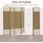 Biombo Separador de Ambientes de 4 Paneles Plegable de Cuerda de Papel 160x170cm Decoración para Dormitorio Natural