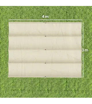 Techo de Repuesto Retráctil 4x3,5 m para Marco de 4x3 m Toldo de Tela Solo para Cenador Jardín con 8 Orificios Crema