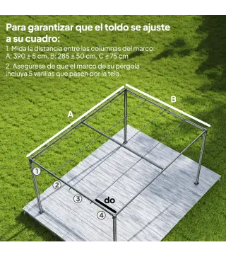 Techo de Repuesto Retráctil 4x3,5 m para Marco de 4x3 m Toldo de Tela Solo para Cenador Jardín con 8 Orificios Crema