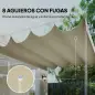 Techo de Repuesto Retráctil 4x3,5 m para Marco de 4x3 m Toldo de Tela Solo para Cenador Jardín con 8 Orificios Crema
