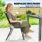 Juego de 4 Sillas de Jardín Exterior Plegables con Reposabrazos Respaldo y Asiento Marco Metálico 55x63x93 cm Negro