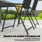 Juego de 4 Sillas de Jardín Exterior Plegables con Reposabrazos Respaldo y Asiento Marco Metálico 55x63x93 cm Negro