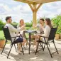 Juego de 4 Sillas de Jardín Exterior Plegables con Reposabrazos Respaldo y Asiento Marco Metálico 55x63x93 cm Negro