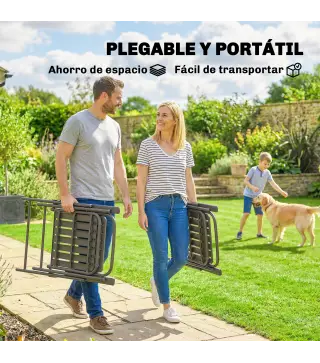 Juego de 4 Sillas de Jardín Exterior Plegables con Reposabrazos Respaldo y Asiento Marco Metálico 55x63x93 cm Marrón