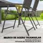 Juego de 4 Sillas de Jardín Exterior Plegables con Reposabrazos Respaldo y Asiento Marco Metálico 55x63x93 cm Marrón
