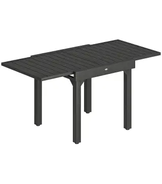 Mesa de Comedor Exterior Extensible 80/160 cm para 4-6 Personas Mesa de Jardín Rectangular para Terraza Negro
