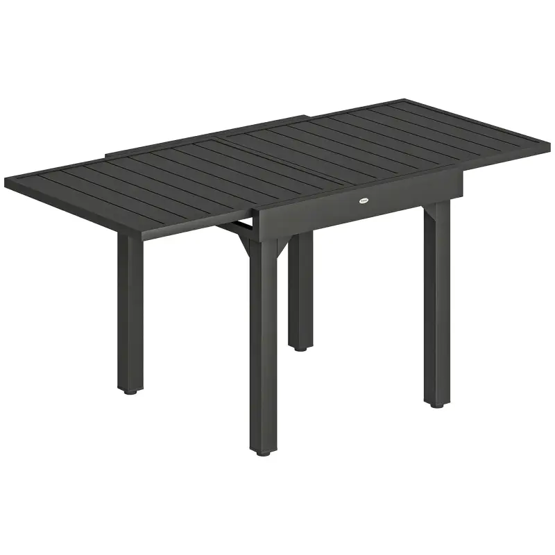 Mesa de Comedor Exterior Extensible 80/160 cm para 4-6 Personas Mesa de Jardín Rectangular para Terraza Negro