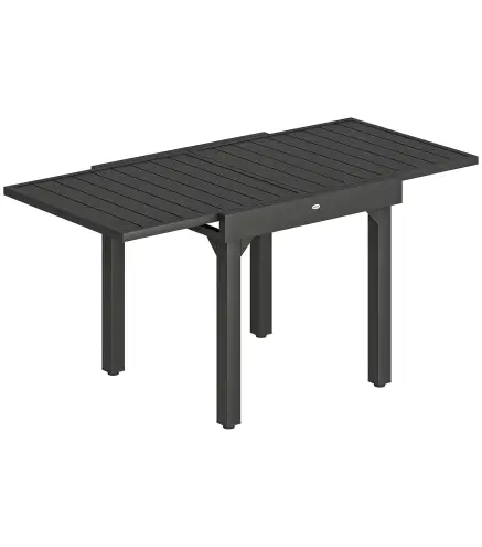 Mesa de Comedor Exterior Extensible 80/160 cm para 4-6 Personas Mesa de Jardín Rectangular para Terraza Negro