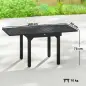 Mesa de Comedor Exterior Extensible 80/160 cm para 4-6 Personas Mesa de Jardín Rectangular para Terraza Negro