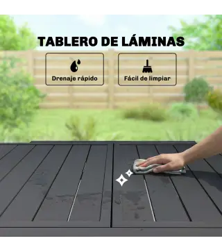 Mesa de Comedor Exterior Extensible 80/160 cm para 4-6 Personas Mesa de Jardín Rectangular para Terraza Negro