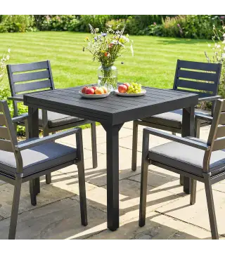 Mesa de Comedor Exterior Extensible 80/160 cm para 4-6 Personas Mesa de Jardín Rectangular para Terraza Negro