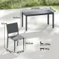 Conjunto de Mesa y Sillas Jardín con Mesa de Tablero Ranurado y 4 Sillas Apilables para Terraza Patio Gris
