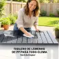 Conjunto de Mesa y Sillas Jardín con Mesa de Tablero Ranurado y 4 Sillas Apilables para Terraza Patio Gris