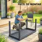 Conjunto de Mesa y Sillas Jardín con Mesa de Tablero Ranurado y 4 Sillas Apilables para Terraza Patio Gris