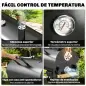 Barbacoa de Carbón Portátil Barbacoa Carbón Barril con Asador Eléctrico Estantes Plegables Ruedas Termómetro