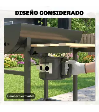 Barbacoa de Carbón Portátil Barbacoa Carbón Barril con Asador Eléctrico Estantes Plegables Ruedas Termómetro