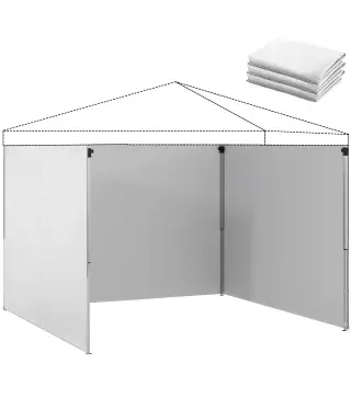 3 Paredes Laterales para Carpas de 3x3 m 300x200 cm Paredes Laterales de Repuesto de Tela Oxford con Cremallera Blanco