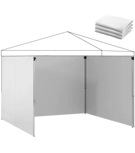 3 Paredes Laterales para Carpas de 3x3 m 300x200 cm Paredes Laterales de Repuesto de Tela Oxford con Cremallera Blanco