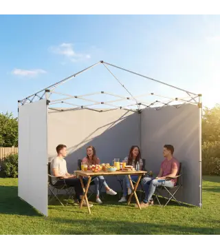 3 Paredes Laterales para Carpas de 3x3 m 300x200 cm Paredes Laterales de Repuesto de Tela Oxford con Cremallera Blanco