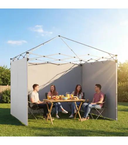 3 Paredes Laterales para Carpas de 3x3 m 300x200 cm Paredes Laterales de Repuesto de Tela Oxford con Cremallera Blanco