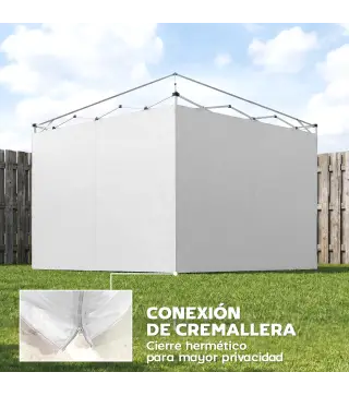 3 Paredes Laterales para Carpas de 3x3 m 300x200 cm Paredes Laterales de Repuesto de Tela Oxford con Cremallera Blanco
