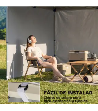 3 Paredes Laterales para Carpas de 3x3 m 300x200 cm Paredes Laterales de Repuesto de Tela Oxford con Cremallera Blanco