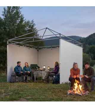 3 Paredes Laterales para Carpas de 3x3 m 300x200 cm Paredes Laterales de Repuesto de Tela Oxford con Cremallera Blanco