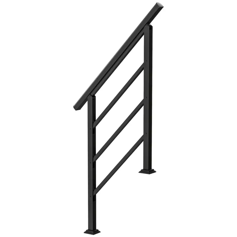 Barandilla de Escalera 95 cm Pasamanos para Escalera con Kit de Instalación Ángulo Ajustable para 1-3 Escalones Negro