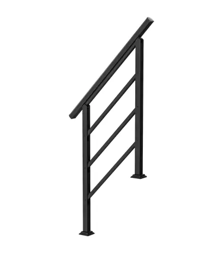 Barandilla de Escalera 95 cm Pasamanos para Escalera con Kit de Instalación Ángulo Ajustable para 1-3 Escalones Negro