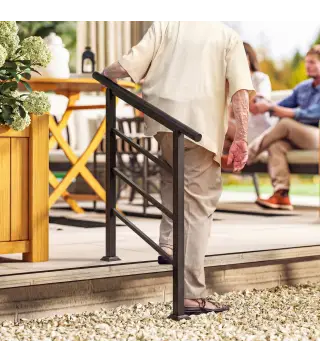 Barandilla de Escalera 95 cm Pasamanos para Escalera con Kit de Instalación Ángulo Ajustable para 1-3 Escalones Negro