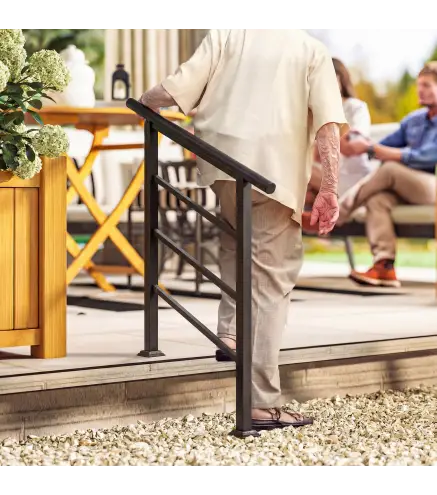 Barandilla de Escalera 95 cm Pasamanos para Escalera con Kit de Instalación Ángulo Ajustable para 1-3 Escalones Negro