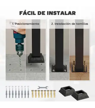 Barandilla de Escalera 95 cm Pasamanos para Escalera con Kit de Instalación Ángulo Ajustable para 1-3 Escalones Negro