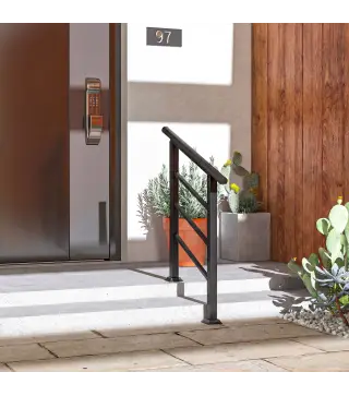 Barandilla de Escalera 95 cm Pasamanos para Escalera con Kit de Instalación Ángulo Ajustable para 1-3 Escalones Negro