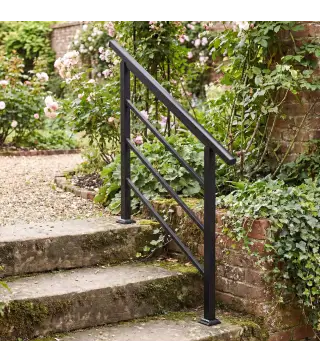 Barandilla de Escalera 95 cm Pasamanos para Escalera con Kit de Instalación Ángulo Ajustable para 1-3 Escalones Negro