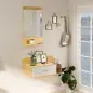 Conjunto de Recibidor de Entrada de Pared con Espejo y Almacenaje Espejo con Cajón y 2 Estantes Abiertos Madera Natural