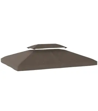 Toldo de Recambio 4x3 m con Techo Doble Orificios de Drenaje y Protección UV Solo Toldo NO Incluye Marco Marrón