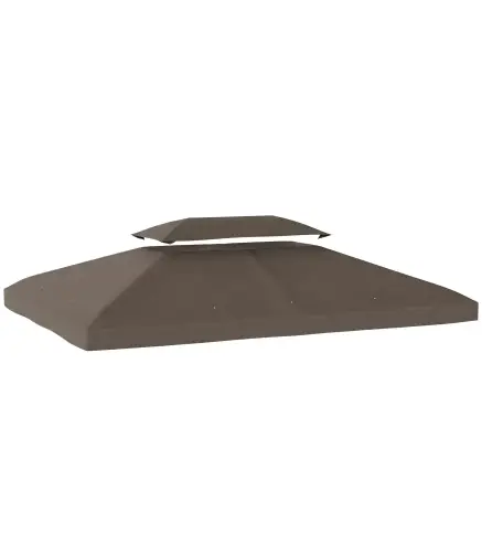 Toldo de Recambio 4x3 m con Techo Doble Orificios de Drenaje y Protección UV Solo Toldo NO Incluye Marco Marrón