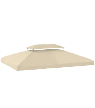 Toldo de Recambio 4x3 m con Techo Doble Orificios de Drenaje y Protección UV Solo Toldo NO Incluye Marco Blanco Crema