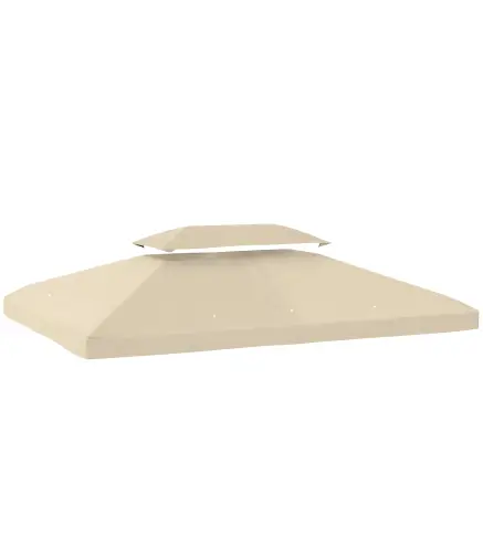 Toldo de Recambio 4x3 m con Techo Doble Orificios de Drenaje y Protección UV Solo Toldo NO Incluye Marco Blanco Crema