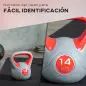 Pesa Rusa 14 kg Revestimiento de PU y Relleno de Arena para Entrenamiento de Fuerza 26x18x32 cm Rojo y Gris