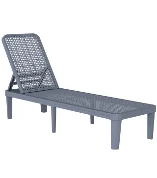 Tumbona Reclinable de Jardín Exterior con Respaldo Ajustable en 4 Posiciones y Marco de PP 191x55x35,5 cm Gris Oscuro