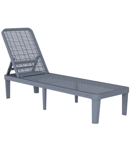 Tumbona Reclinable de Jardín Exterior con Respaldo Ajustable en 4 Posiciones y Marco de PP 191x55x35,5 cm Gris Oscuro